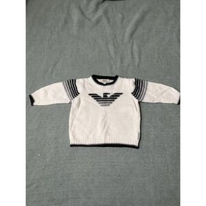 Armani Junior baby boys white Black blue eagle sweater 12M